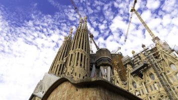 BARCELONA, SPAIN - NOVEMBER 18, 2015: Incomplete, the church Sagrada Familia is a large Roman Catholic church in Barcelona, Catalonia, Spain, designed by Catalan architect Antoni Gaudi